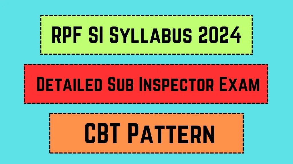 RPF SI Syllabus 2024, Detailed Sub Inspector Exam / CBT Pattern